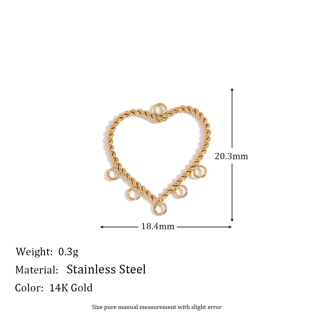 5 Pieces Fashion Irregular Heart Stainless Steel 18K Gold Plated Jewelry Making
