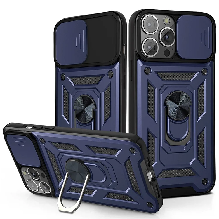 Slide Camera Lens Protect Armor Case for iPhone 15 14 13 12 11 Pro Max Mini XS XR X 7 8 PlusMilitary Grade Bumpers Ring Cover