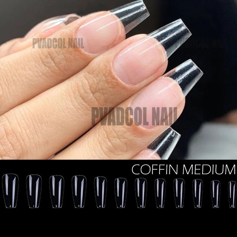 Gel Nails Extension System Full Cover Sculpted Clear Stiletto Coffin False Nail Tips 240pcs/bag-Nail Inspo