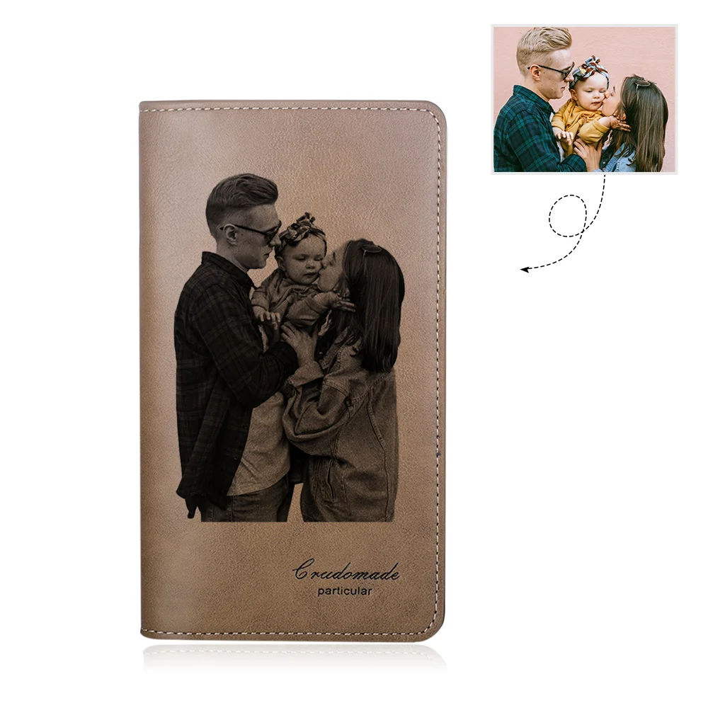 Bifold Personalisierte Foto Brieftasche Gravuren Text Leder Geldbörse  m1-t1 Kettenmachen