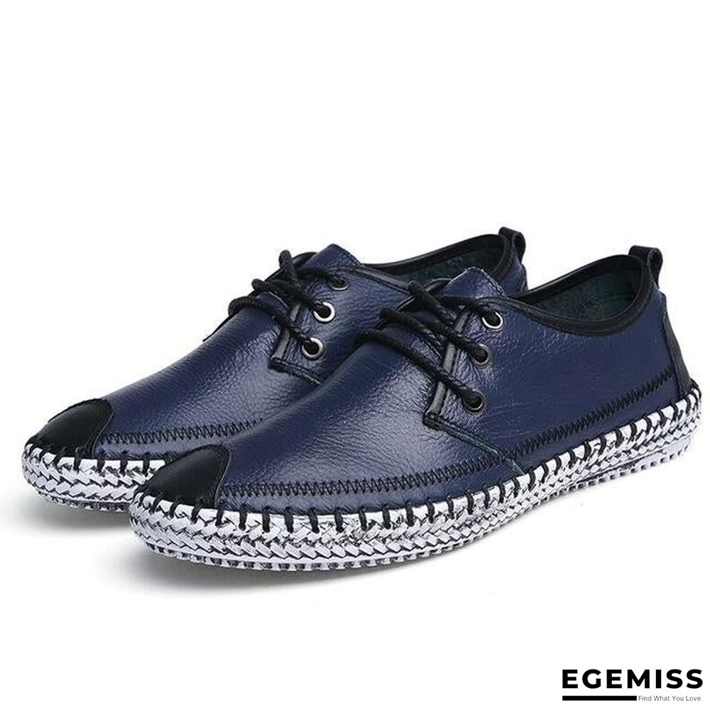 Men Breathable Comfortable Split Leather Men Loafers Flats Casual Shoes | EGEMISS