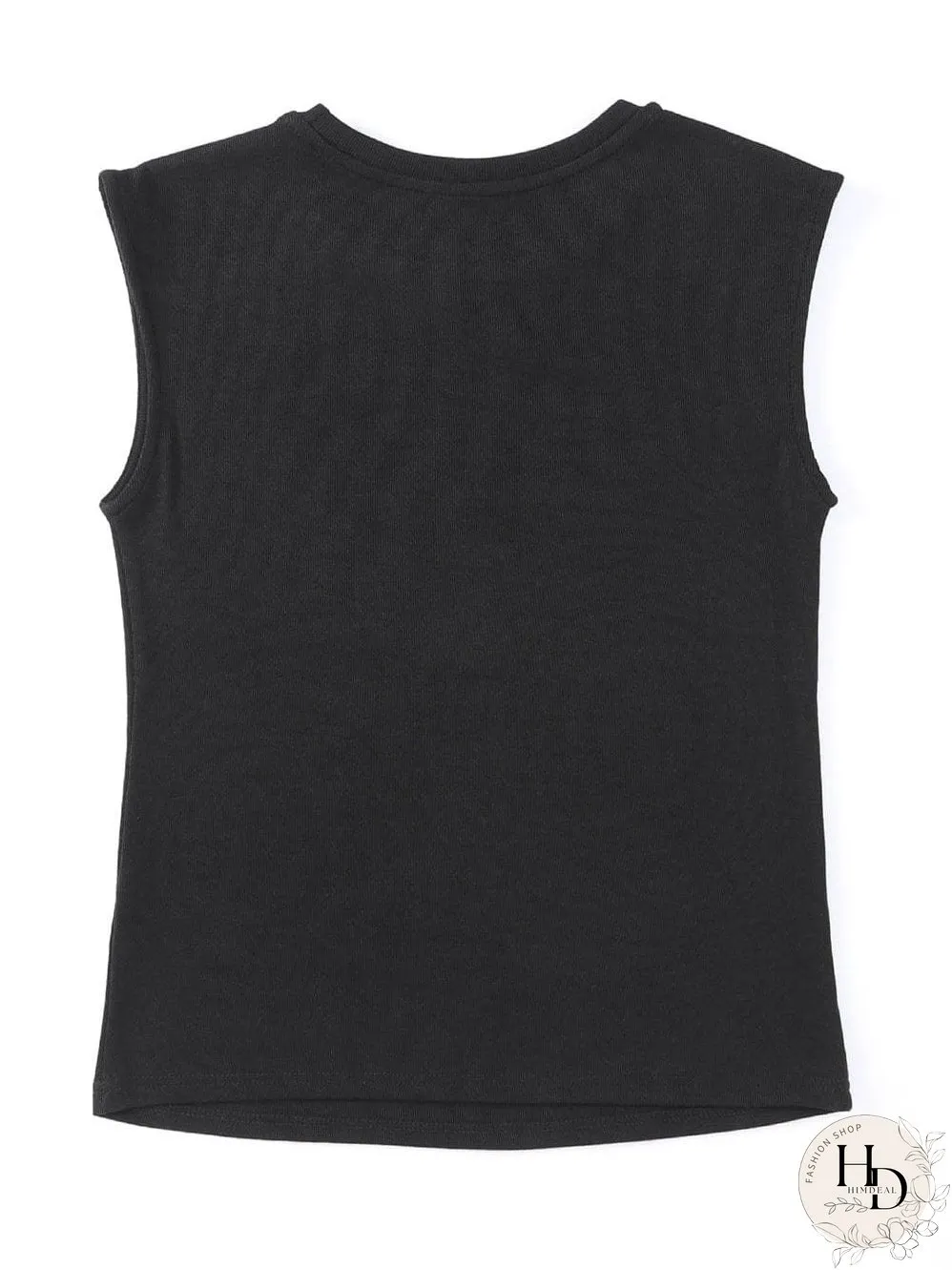 Edgy Black Cutout Sleeveless T-Shirt with Cap Sleeves