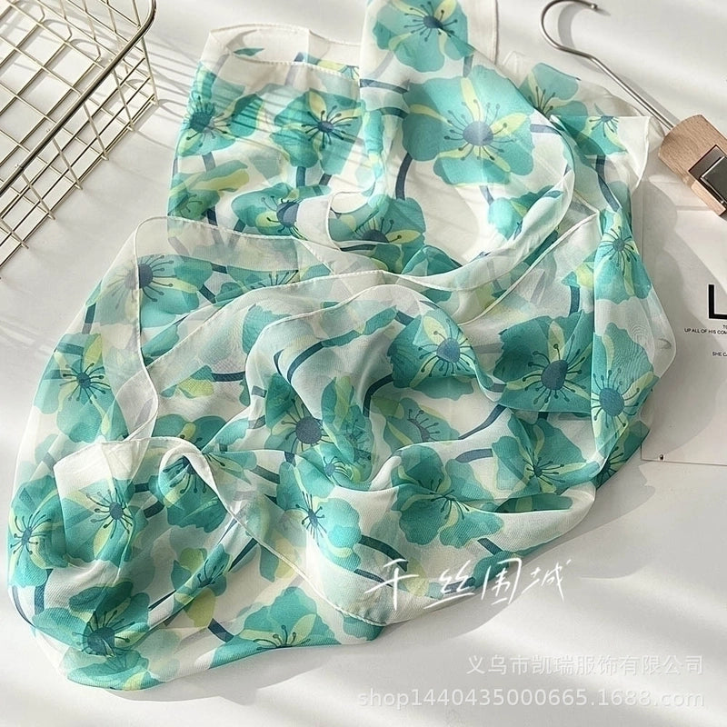Women’s Sweet Flower Georgette Silk Scarves
