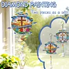2pcs DIY Diamond Painting Cross Wind Chimes Crystal Window Suncatcher Craft Set Birthday Gifts Home Garden Decor