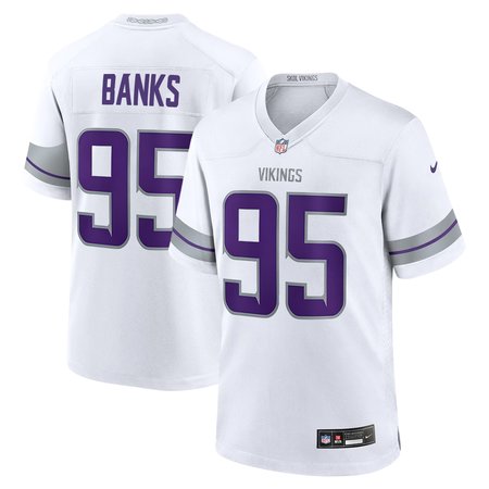 Youth Minnesota Vikings #95 Caleb Banks White 2026 NFL Draft Game Jersey