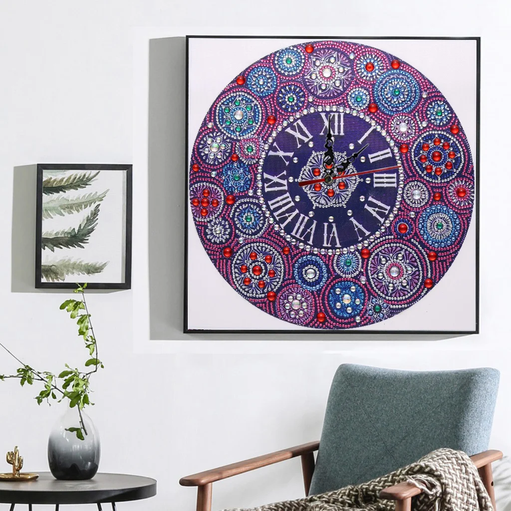 DIY Rhinestone Mandala Clock Part Special Shaped Diamond Painting Kit(35*35cm)