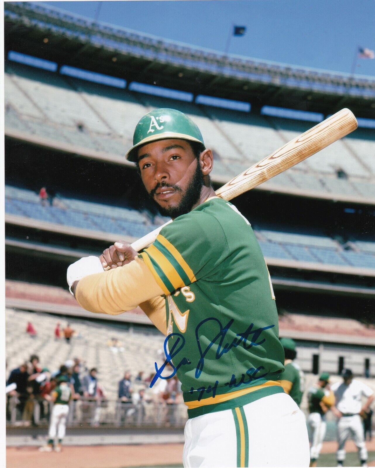 BILL NORTH OAKLAND A'S 74 WS CHAMPS ACTION SIGNED 8x10