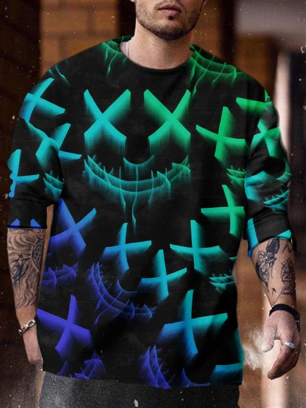 men's casual printed letter long sleeves