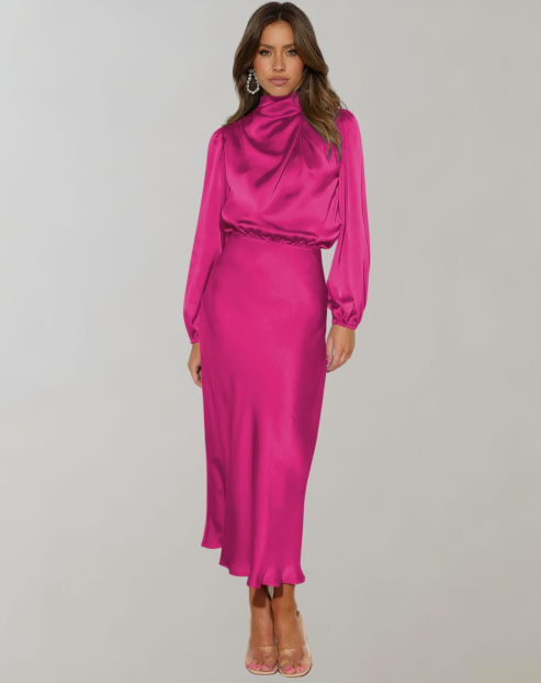 Delphina - Satin Sleeve Dress Radinnoo.com