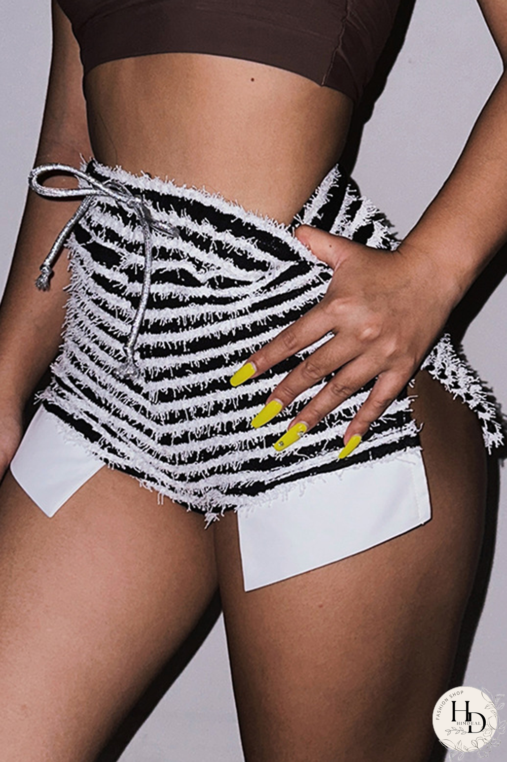 Red Sexy Striped Patchwork Draw String Skinny High Waist Pencil Full Print Bottoms