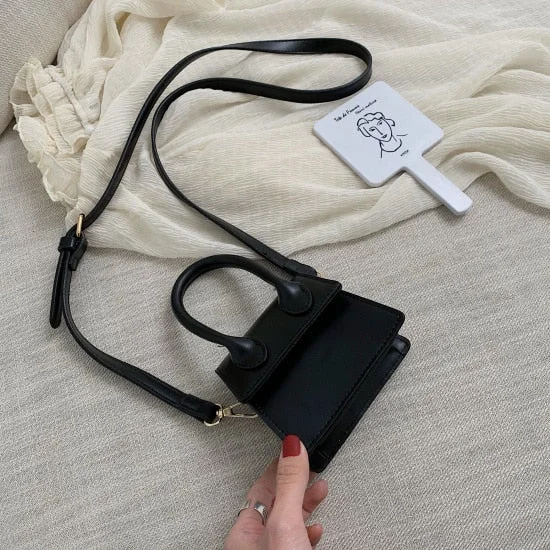 Solid Color PU Leather Crossbody Bags For Women 2021 hit Female Shoulder Simple Bag Lady Mini Phone Purses And Handbags