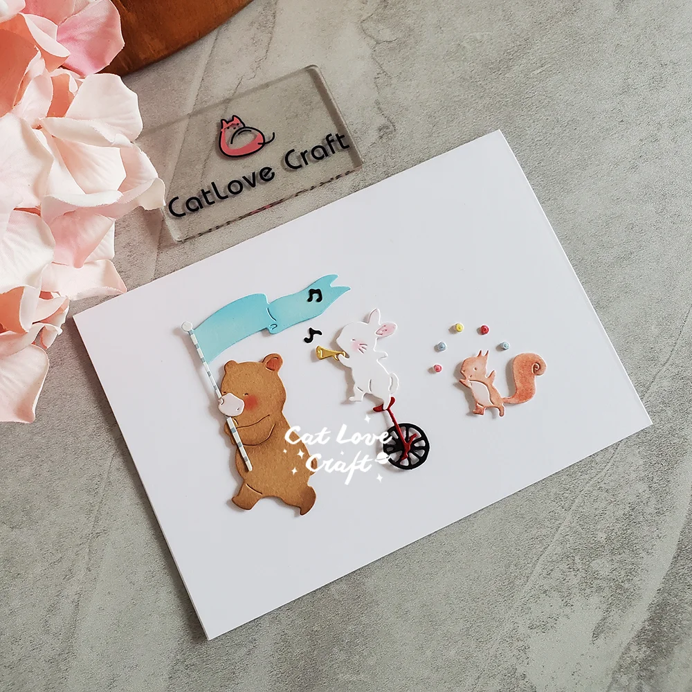 Nigikala Rabbit Acrobatic Metal Cutting Dies Scrapbooking Mold Knife Stencil Die Cuts Card Making DIY Craft Embossing New Die For