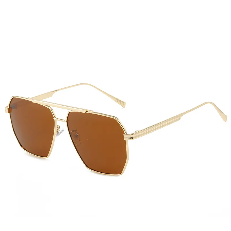 Retro Oversized Square Polarized Sunglasses for Women Men Vintage Shades UV400 Classic Large Metal Sun Glasses-vocosishoes
