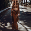 Women's Western Chic: Fringed Leather Outfit Set by Inlyline
