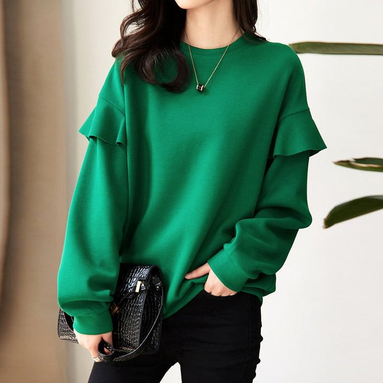 Casual Long Sleeve Shift Sweatshirt QueenFunky