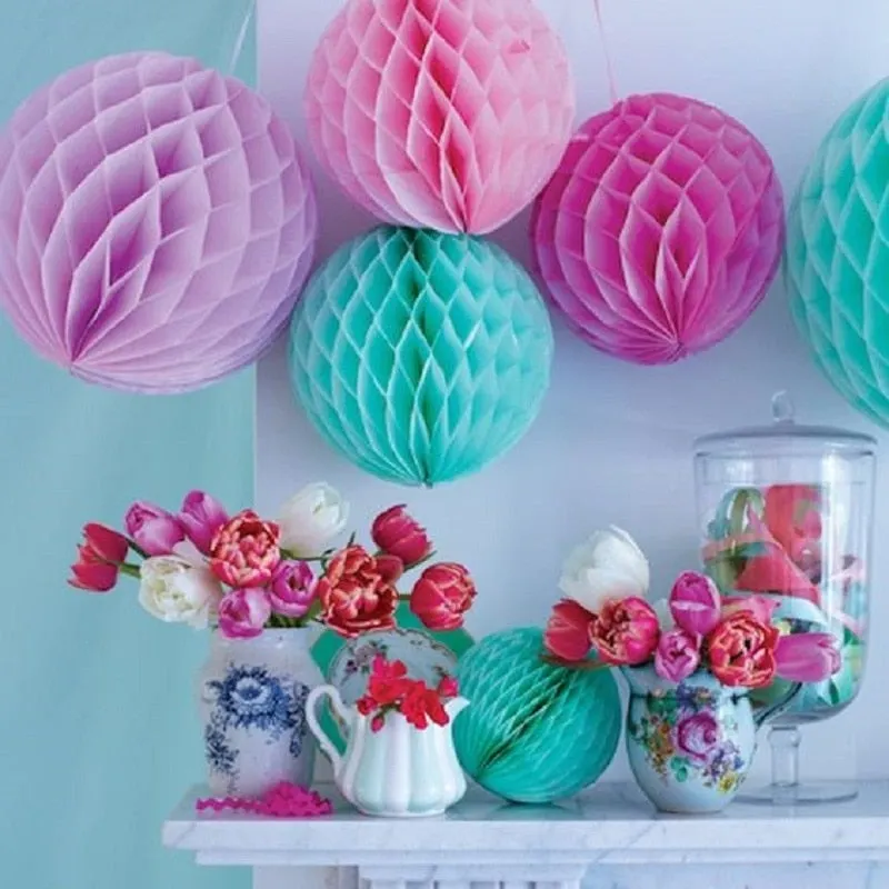 5pcs 4 6 8 Tissue Paper Honeycomb Ball Decorations Birthday Party Baby Shower Wedding Aniversary Home Xmas Supplies