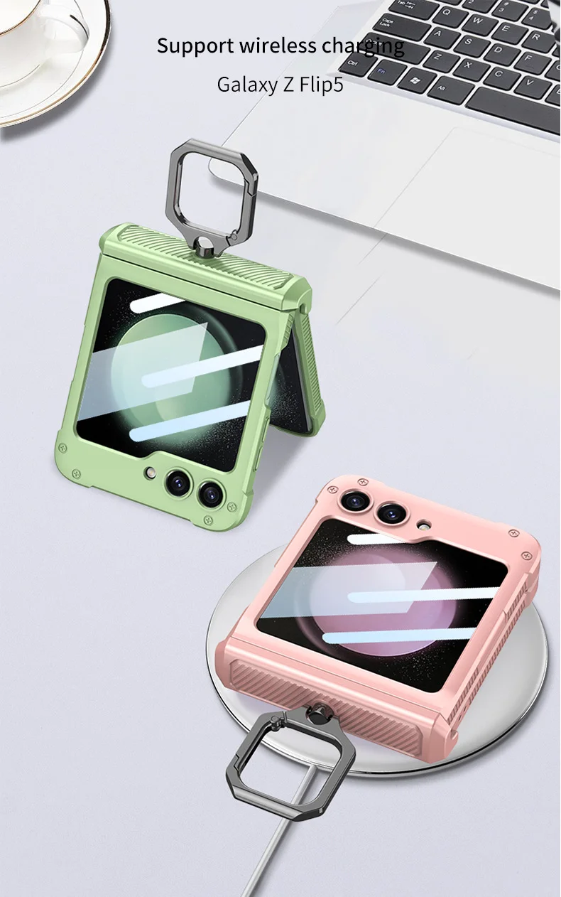 Compatible with Samsung Z Flip Series Folding Screen Armor Ring Phone Case