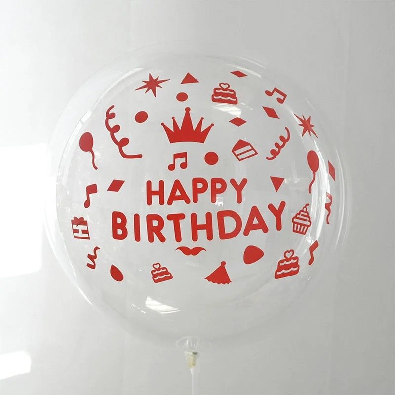1Pc 20inch Transparent Balloon with Sticker Happy Birthday Balloons Helium Balloon Wedding Birthday Party Decoration Supplies