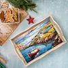 (US Only)Seaside Town Wooden DIY Diamond Painting Tray Kit Serving Platter for Home Decor