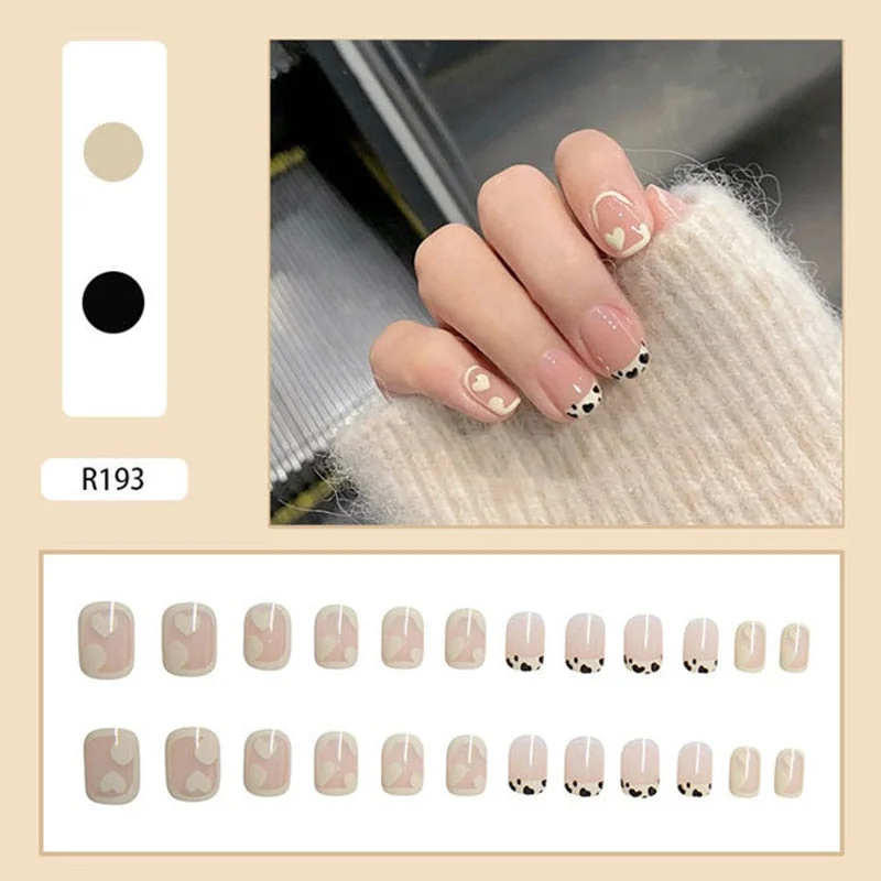 24pcs Multi-type Wear Short Paragraph Long Paragraph Fashion Manicure False Nails Full Cover Wearable Coffin Fake Nail Ballerina-Nail Inspo