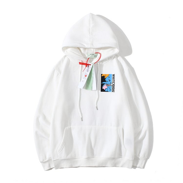 Off White Hoodie Ow Dumbo Printed  Velvet Padded Hooded Sweatshirt