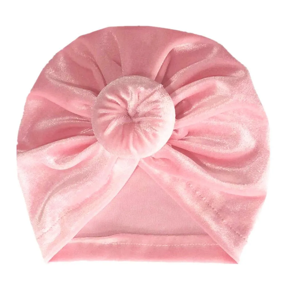 2019 Brand New Toddler Kids Baby Girls Velvet Hats Big Bow Solid Hairband Headband Stretch Turban Knot Head Wrap 17*16.5cm
