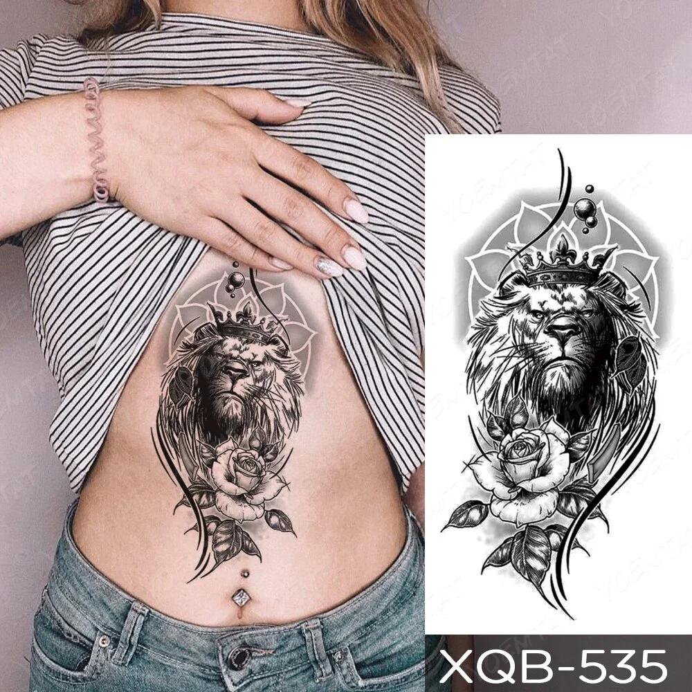 Sdrawing Temporary Tattoo Sticker Old School Lion Wolf Flash Tatto Triangle Geometry Body Art Arm Fake Tatoo Men Women