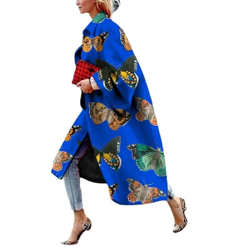 Uveng Uveng Spring And Autumn Wishebay Long Horn Sleeve Coat Print Loose Wind Coat Woman