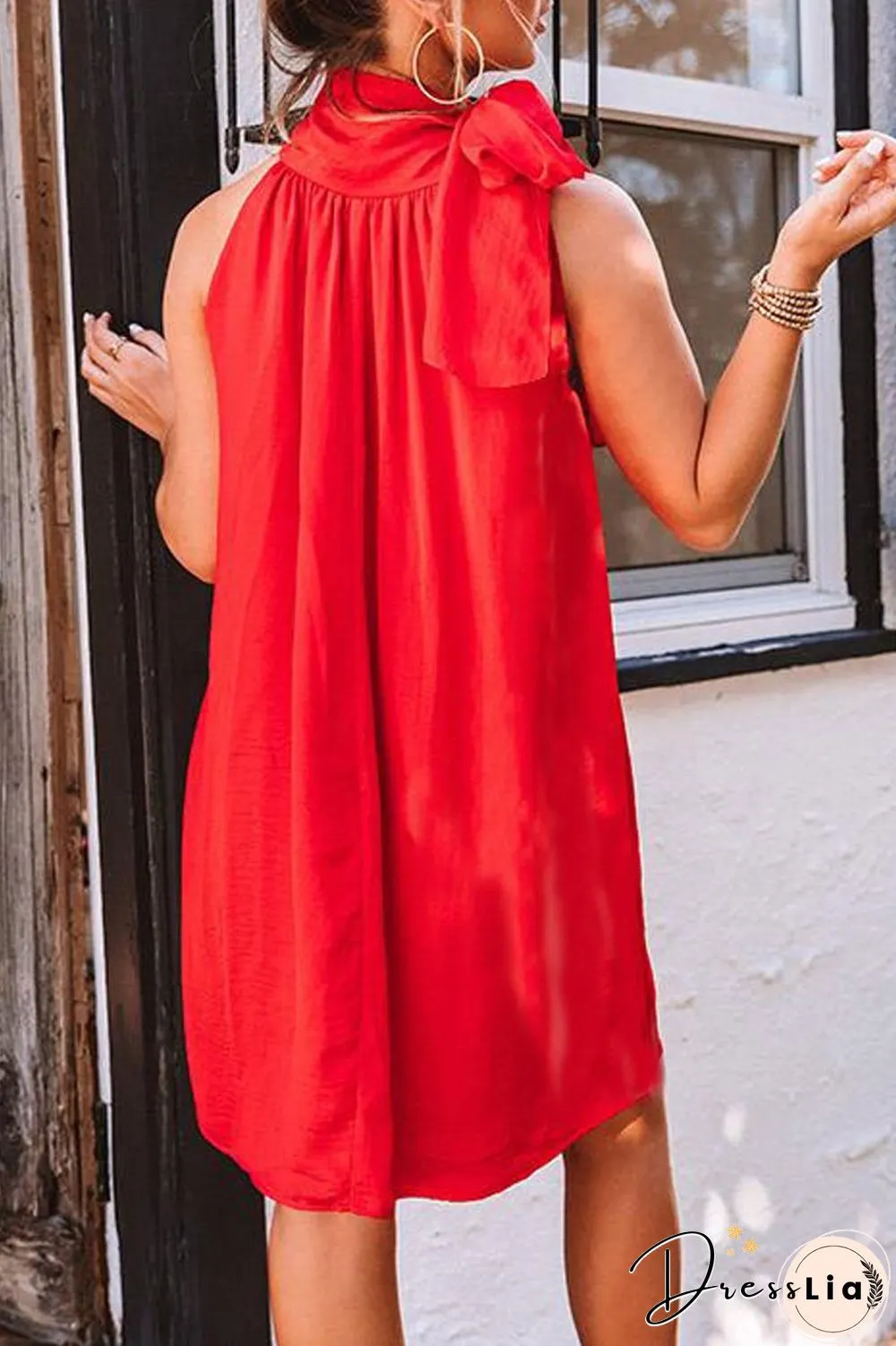 Halter Bowknot Neck Sleeveless Dress