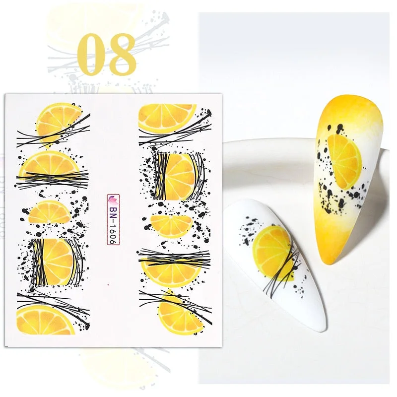 1PC Summer Fruits 3D Nail Sticker Watermelon/Strawberry/Avocado Water Decals Slider For Manicure DIY Nail Art Decoration