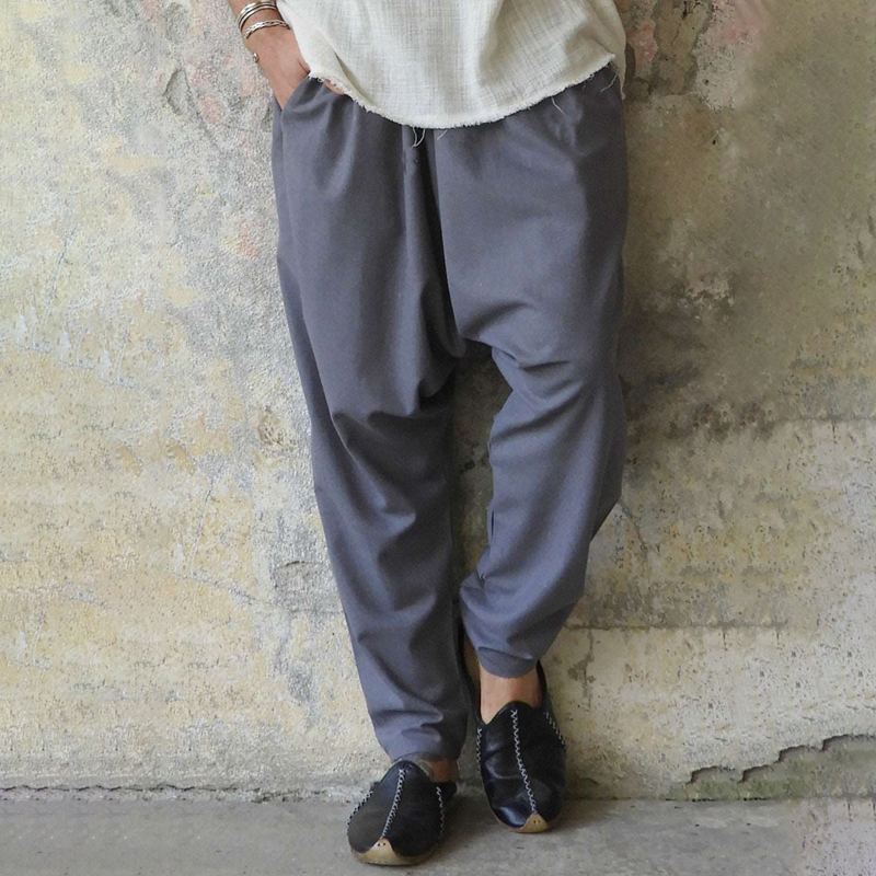 Men's Dark Grey Organic Cotton Harem Pants