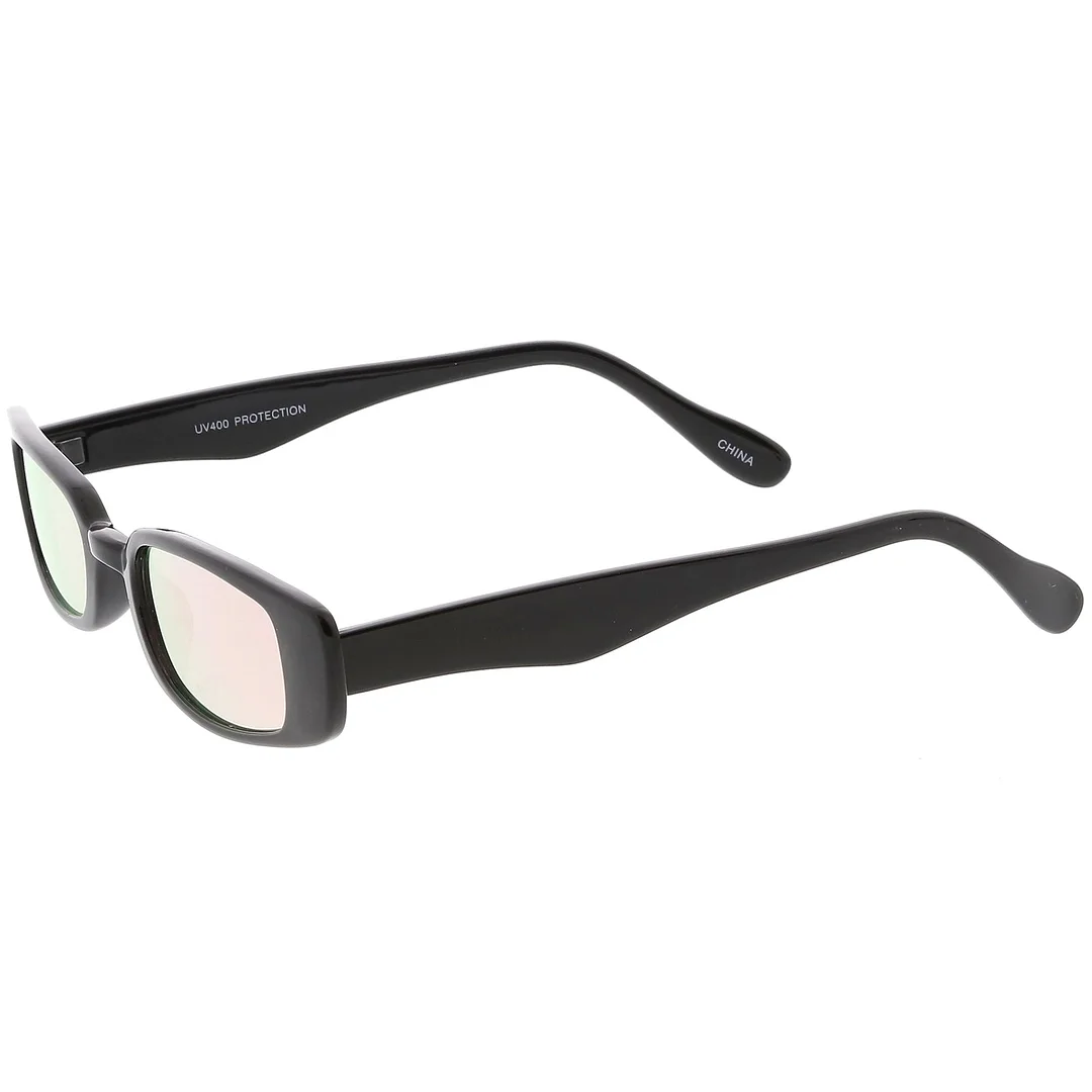 Extreme Thin Small Rectangle glasses Mirrored Lens 49mm