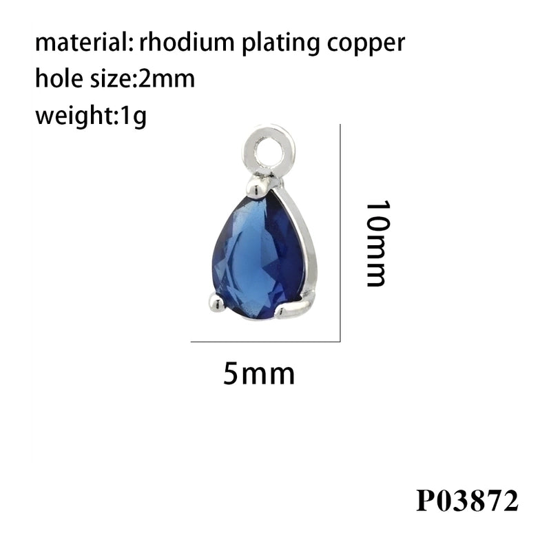Minimalist Water Droplets Copper Plating Inlay Zircon 18k Gold Plated Charms