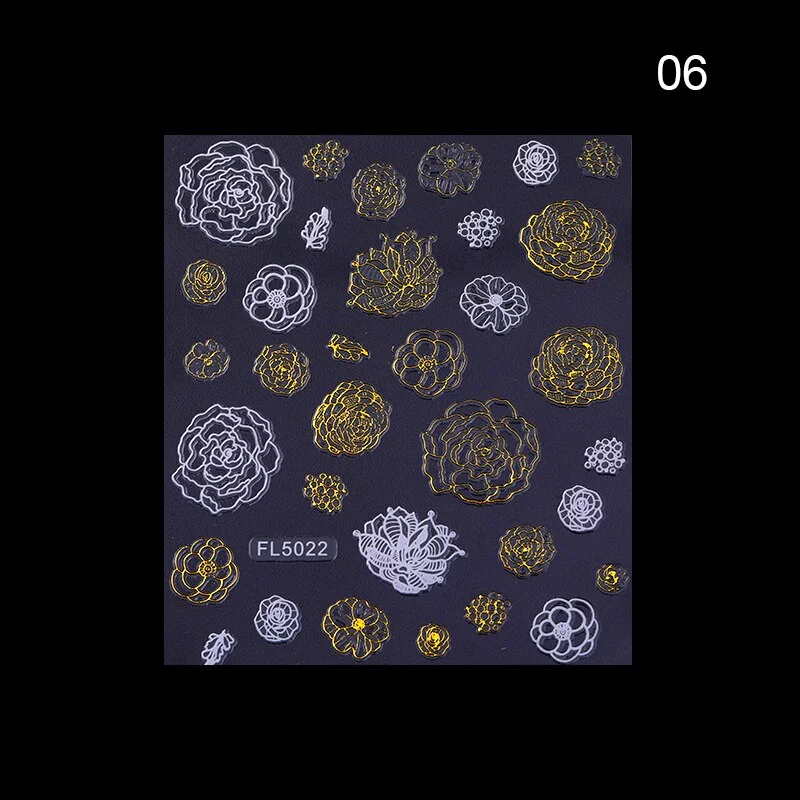 3D Nail Art Sticker Iridescent Gold Black Gilded Stripe Wave Line Adhesive Transfer Foils DIY Decal Manicures Tips Decoration-Nail Inspo