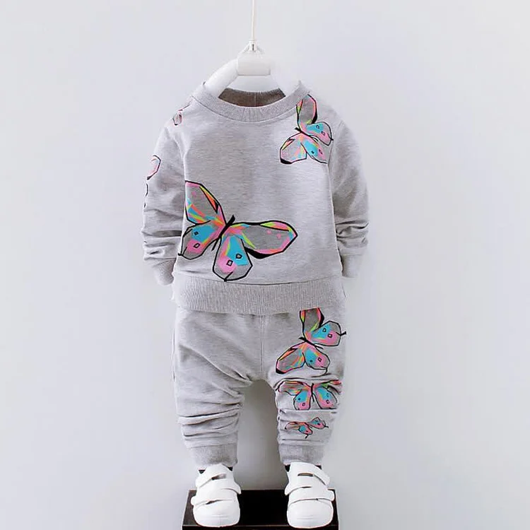 Toddler Girl Butterfly Sweatshirt and Pants Set