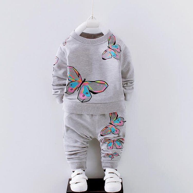 Toddler Girl Butterfly Sweatshirt and Pants Set