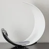 White Half-Moon-Shaped Desk Lamp, Dimmable Metal Desk Lamp