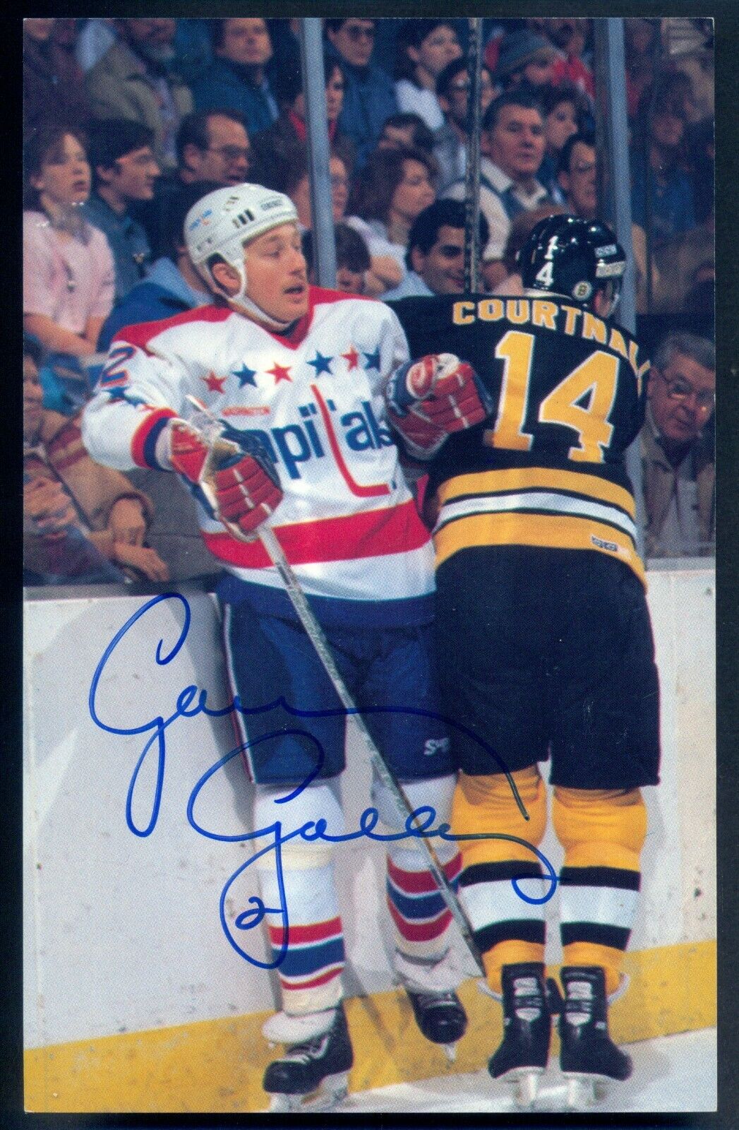 1980's Garry Galley Autograph signed on NM Washington Capitals Team issue Photo Poster painting