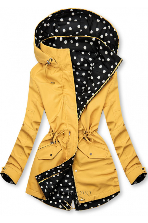 Polka dot hooded reversible jacket