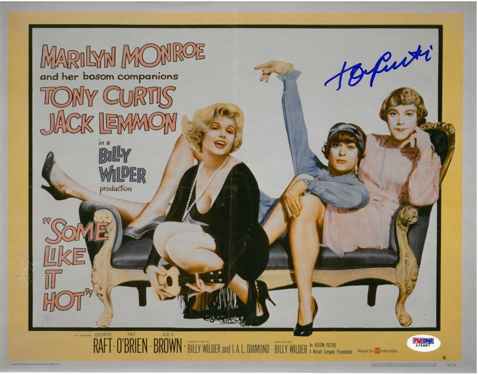 Tony Curtis Signed 'Some Like It Hot' Autographed 11x14 Photo Poster painting PSA/DNA #L74687
