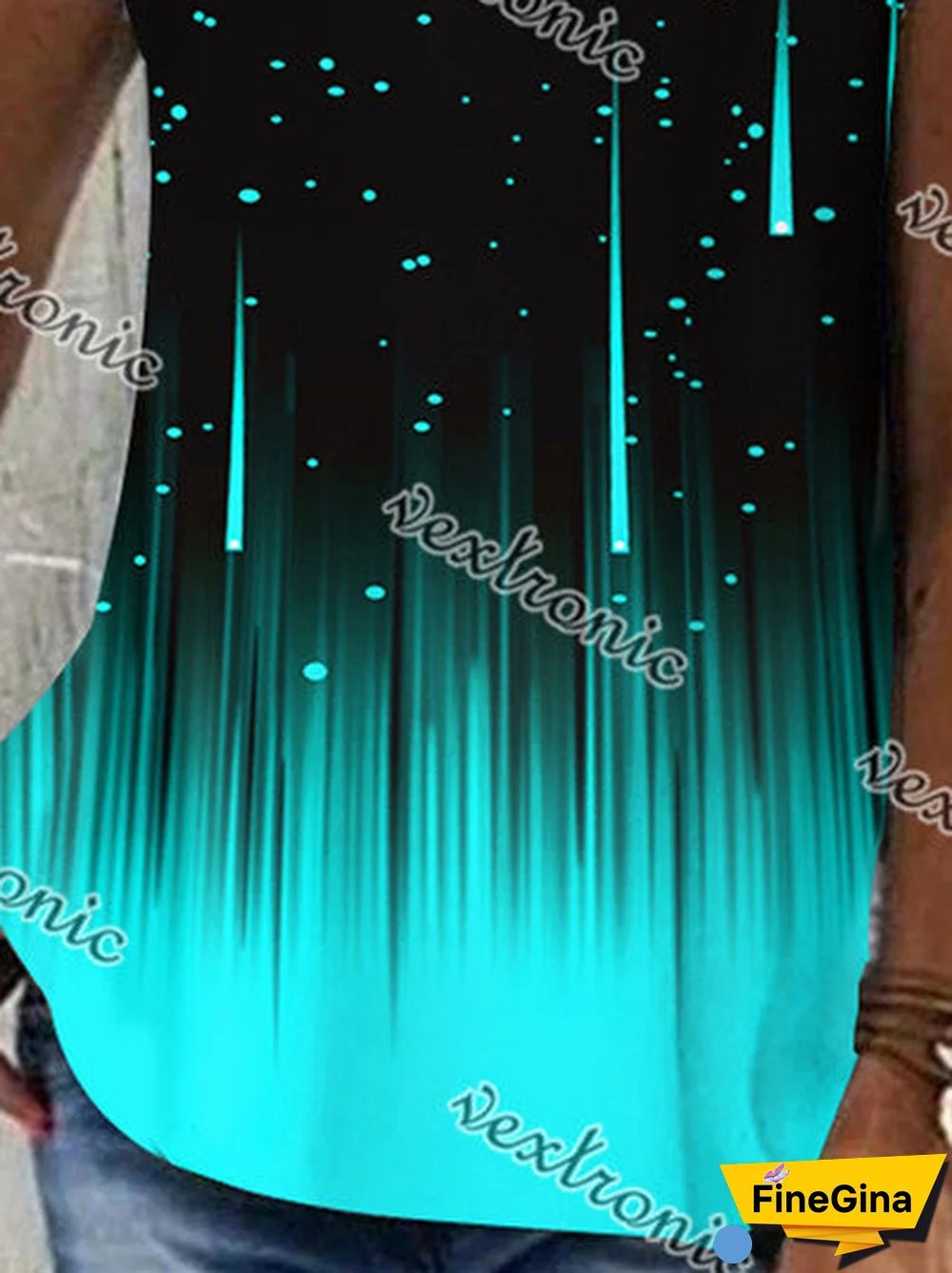 Women Sleeveless V-neck Polka Dot Colorblock Top