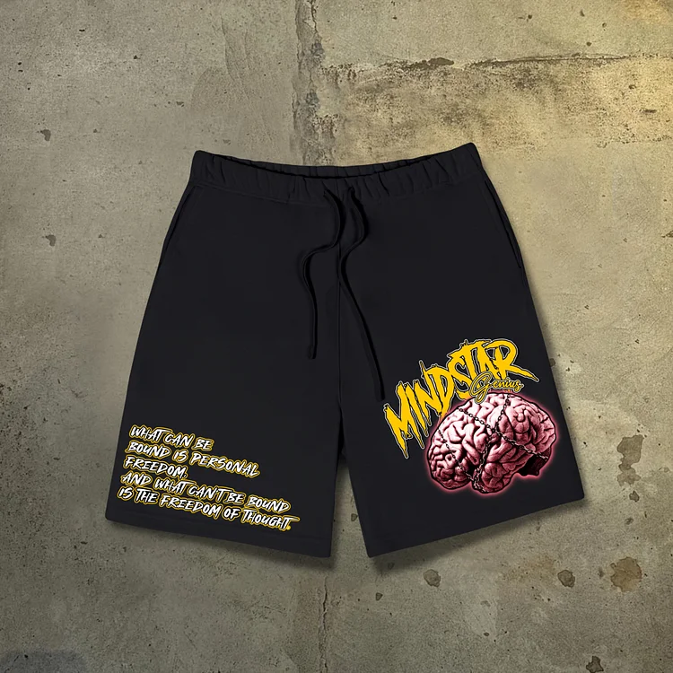 The Shackles Of Thought Graphic Cotton Drawstring Shorts SOPULA