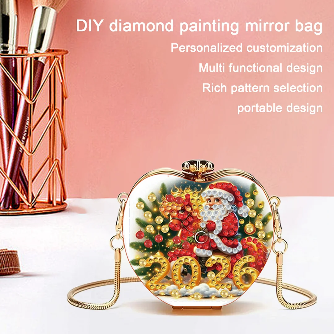 Santa Claus 2026 DIY Acrylic Love Diamond Painting Coin Purse w/ Chain for Women