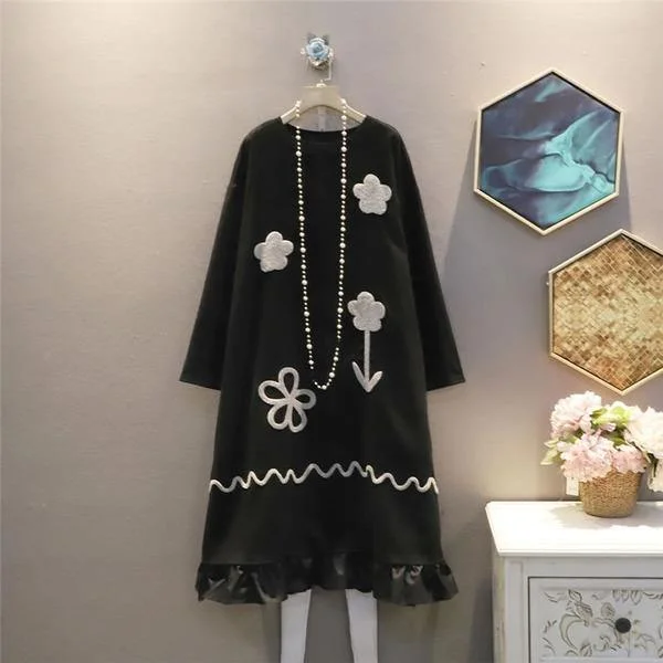 Patchwork Floral Hit Color Dress  Casual Fashion New Style Temperament All Match Women Clothes