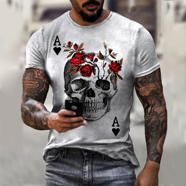3D Print Quick Dry Men's art skull retro T-shirt style B tacday