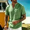 Men's Vacation Linen V-Neck Short Sleeve Shirt by Inlyline