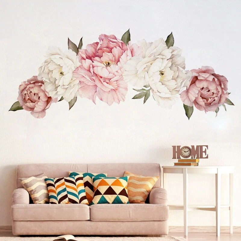 New Peony Flower Wall Stickers Bedroom Living Room Dormitory Background Study Home Decoration Wall Decals