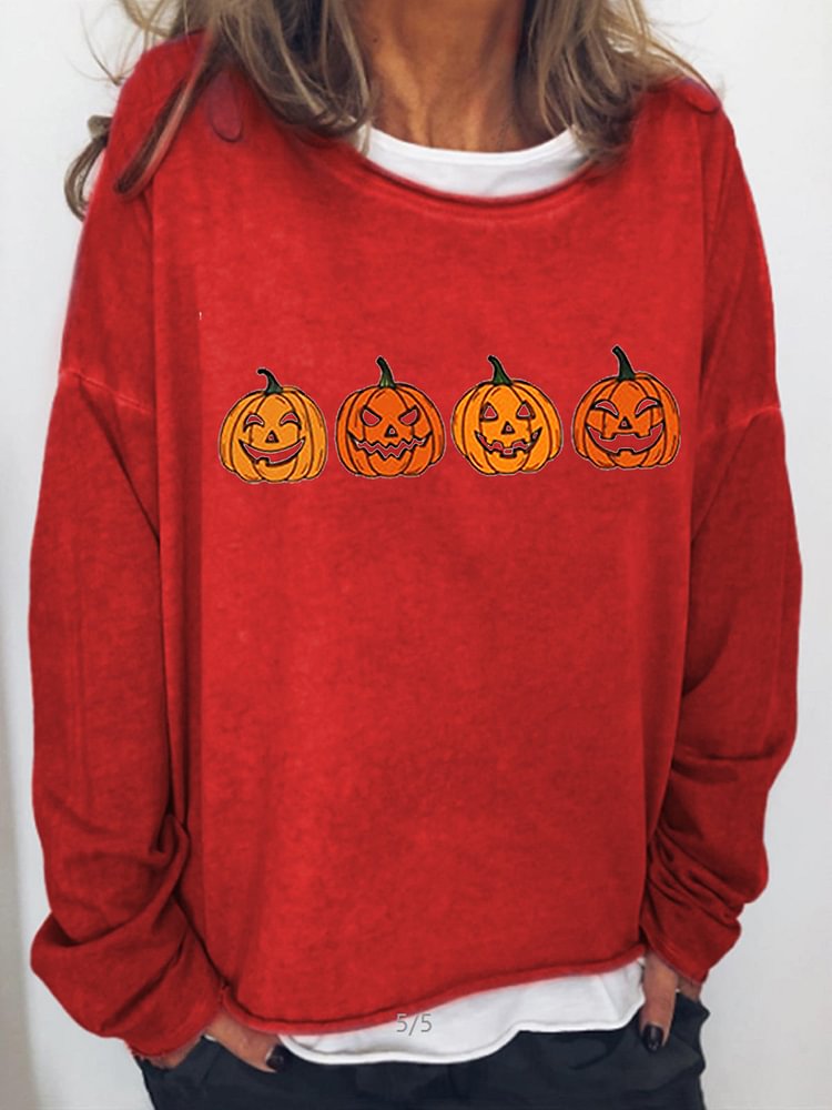 Halloween Pumpkin Funny Long Sleeve Blouse