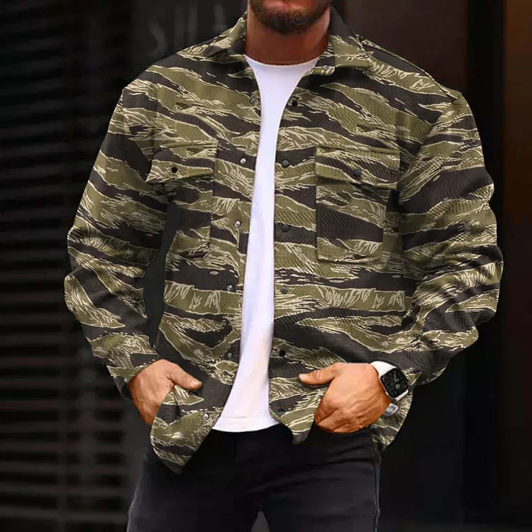 Broswear Men's Camouflage Outdoor Long Sleeve Shirts Jacket
