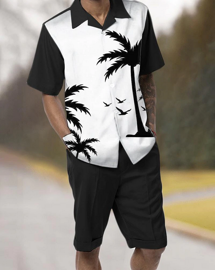 Two Piece Printed Walking Short Sleeve Suit with Shorts